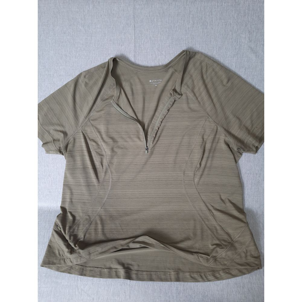 Athleta Women 2X Pullover Quarter Zip Performance Stretch Top Blouse Nylon Blend